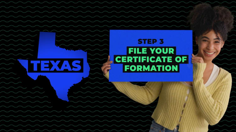 illustration of Texas filing step in forming an llc