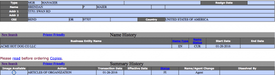 Oregon Secretary of State business entity details search details - 2.